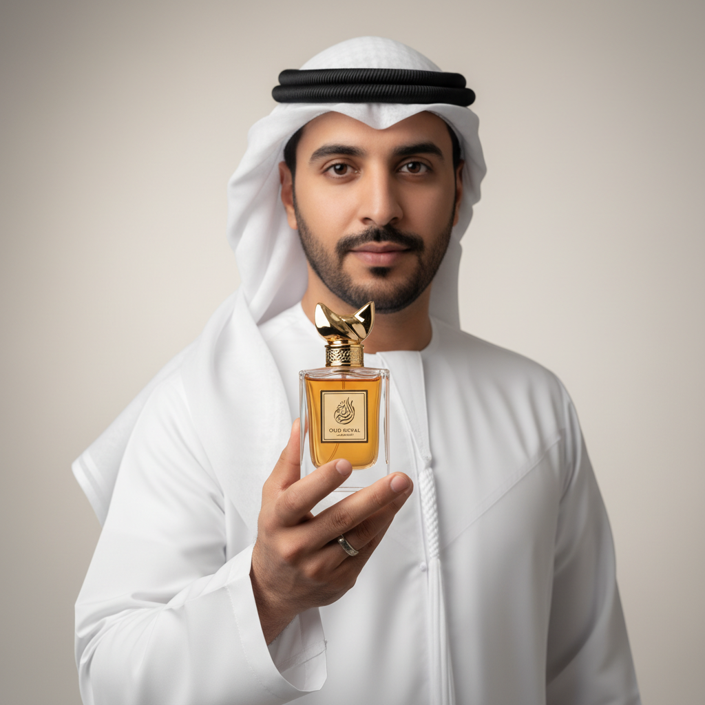 Arabic Man Holding Perfume