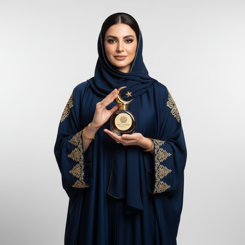 Arabic Woman Holding Perfume